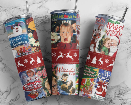 20 oz Stainless Steel Tumbler - Christmas Movies 2
