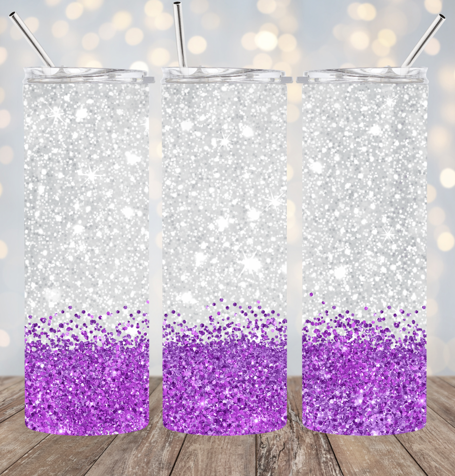 20oz Stainless Steel Tumbler -Purple Glitter