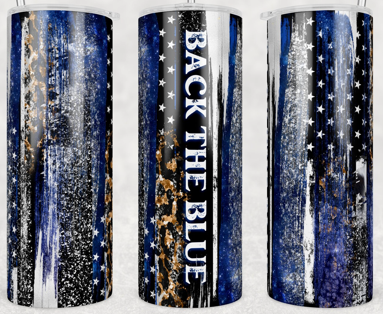 20oz Stainless Steel Tumbler - Back the Blue w/ Print