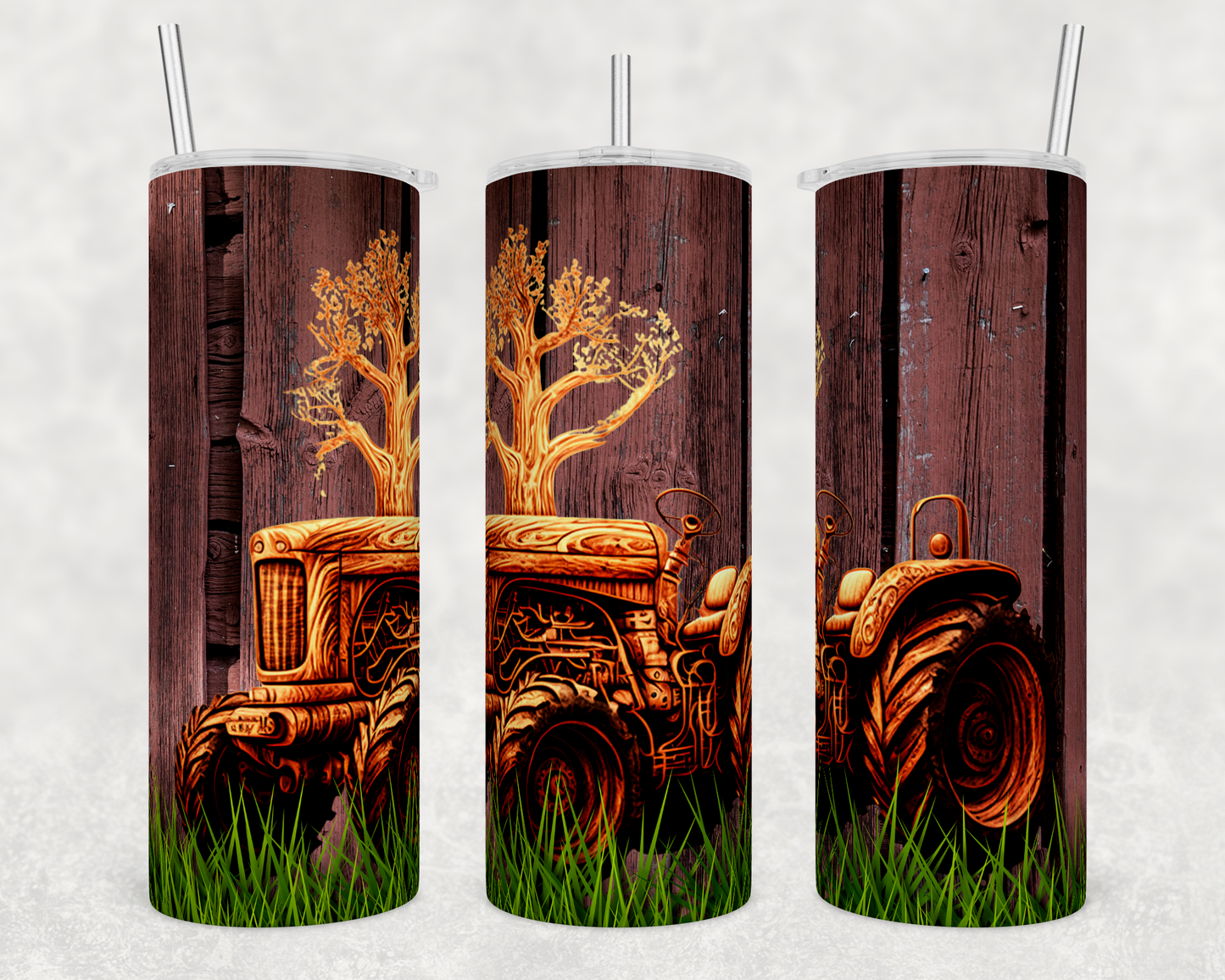 20oz Stainless Steel Tumbler - Wood Tractor