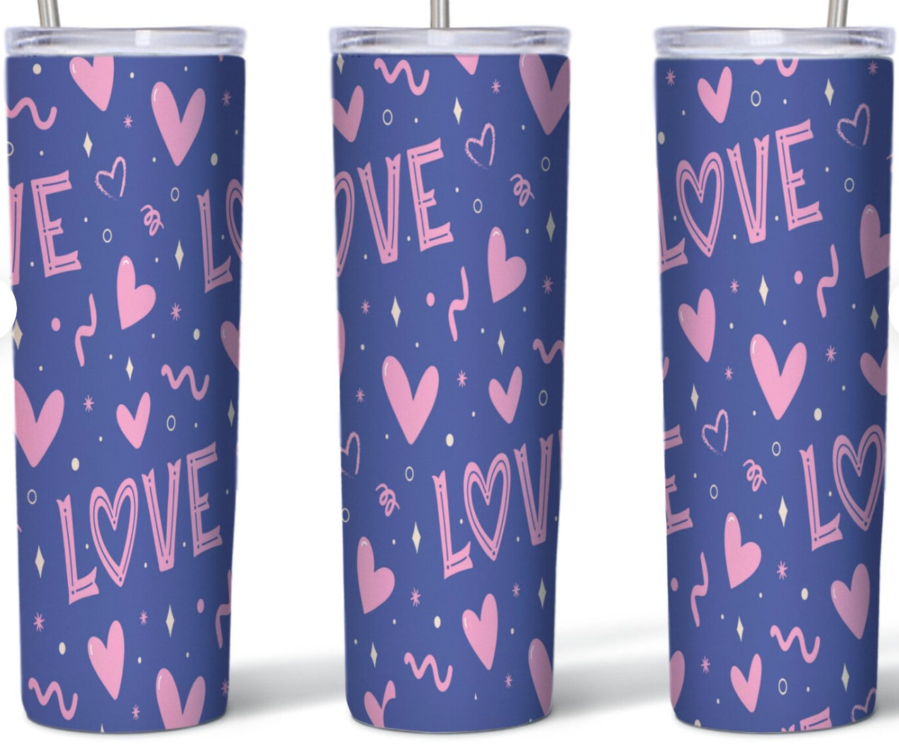 20 oz Stainless Steel Tumbler - Purple Valentine Hearts