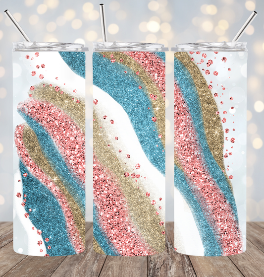 20oz Stainless Steel Tumbler - Wavy Glitter