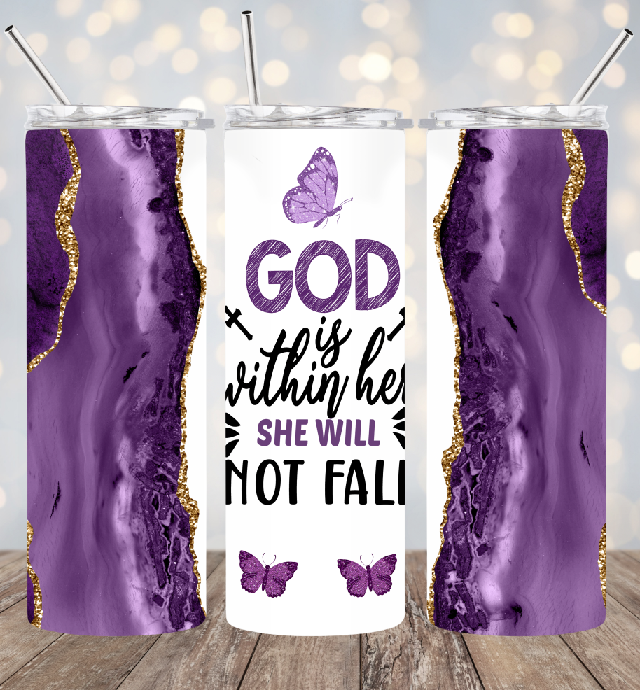 20oz Stainless Steel Tumbler -God is Within Her