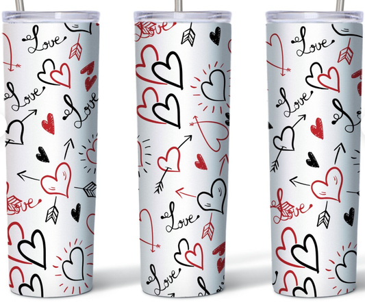 20 oz Stainless Steel Tumbler - MultiColor Hearts-Valentin