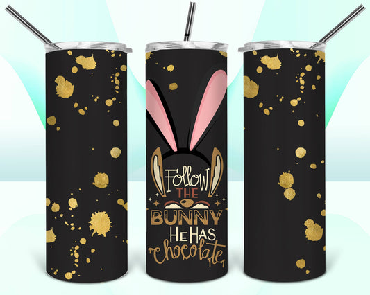 20oz Stainless Steel Tumbler - Follow Bunny - Chocolate