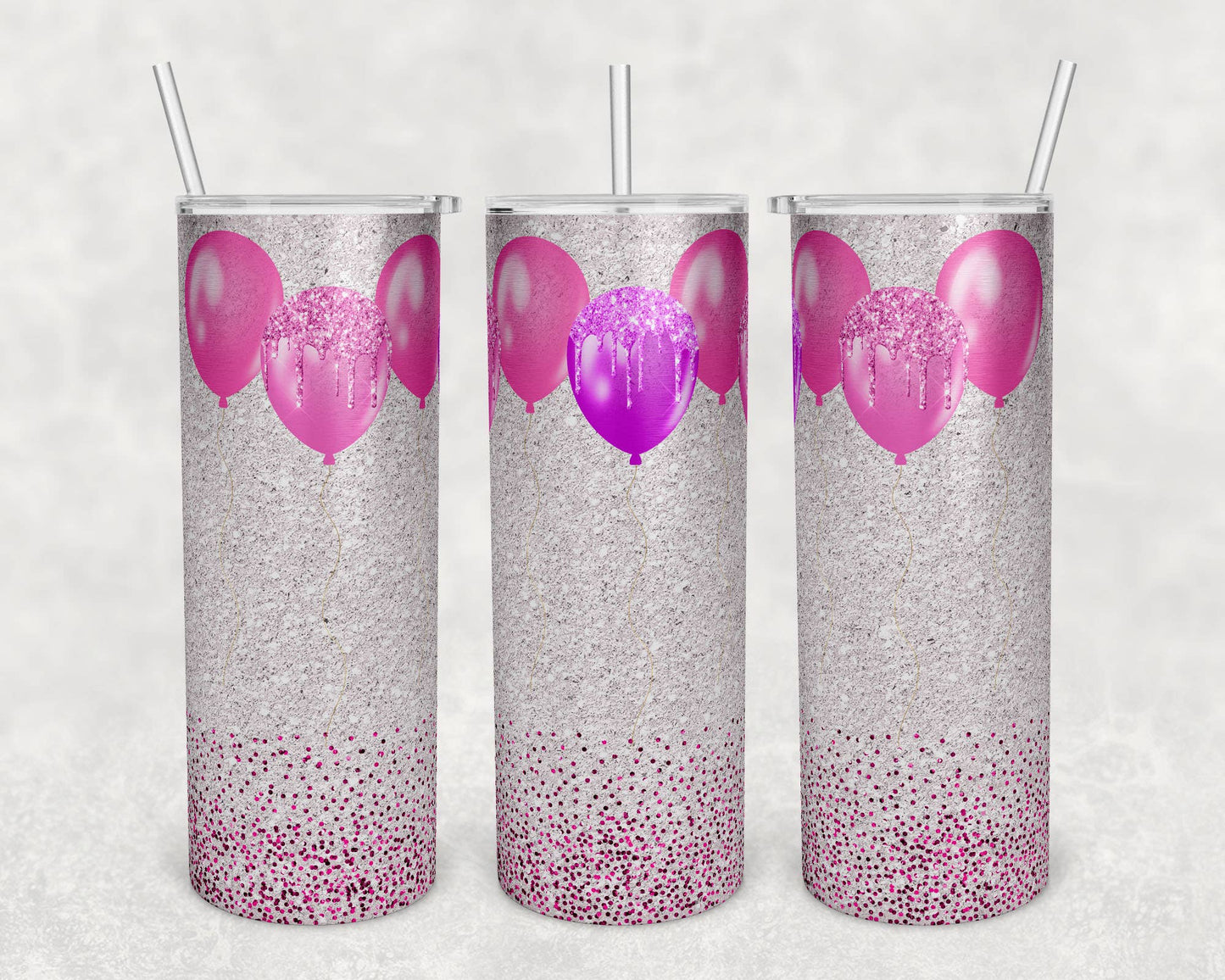 20oz Stainless Steel Tumbler -  Blank Pink Balloons