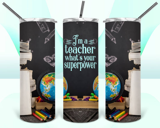 20oz Stainless Steel Tumbler - Teacher - Superpower