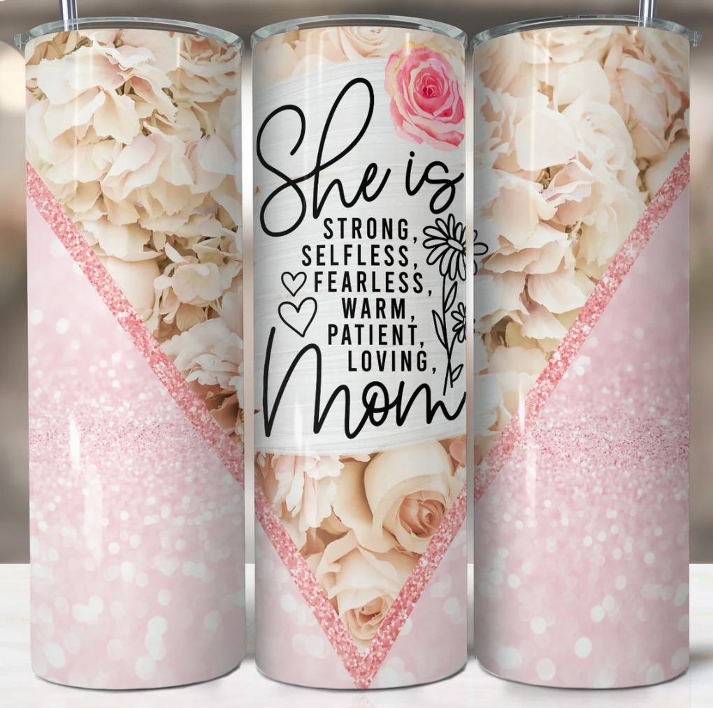 20oz Stainless Steel Tumbler -Mom Strong