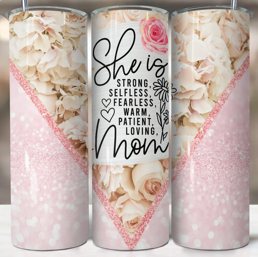 20oz Stainless Steel Tumbler -Mom Strong