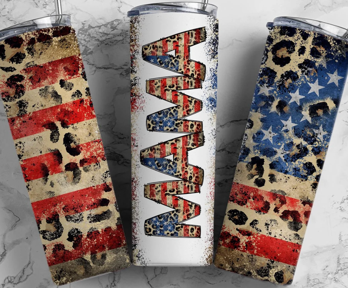 20oz Stainless Steel Tumbler - American Mama Leopard