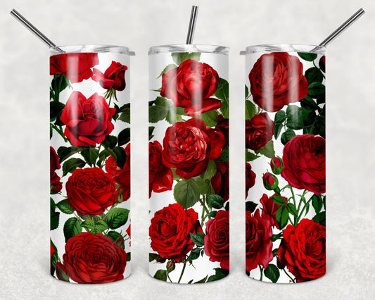 20oz Stainless Steel Tumbler - Red Roses