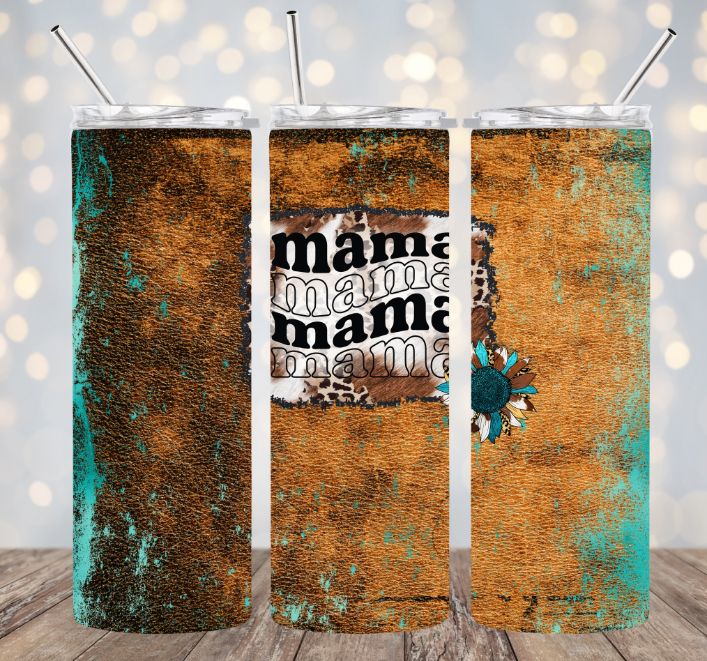 20oz Stainless Steel Tumbler - Mama Leather Cowhide