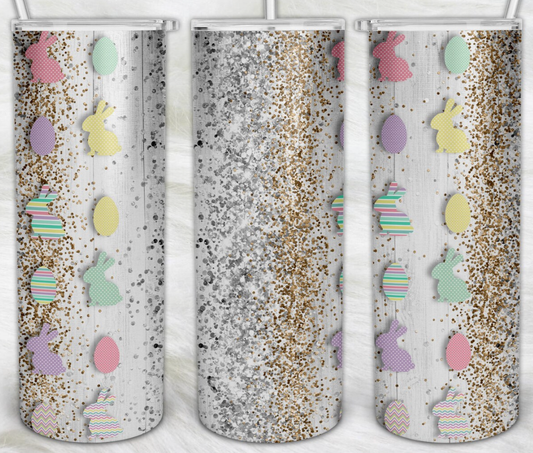 20oz Stainless Steel Tumbler - Easter Eggs and Bunny