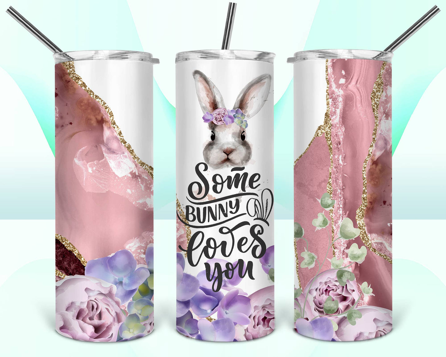 20oz Stainless Steel Tumbler - Bunny Loves You - Easte