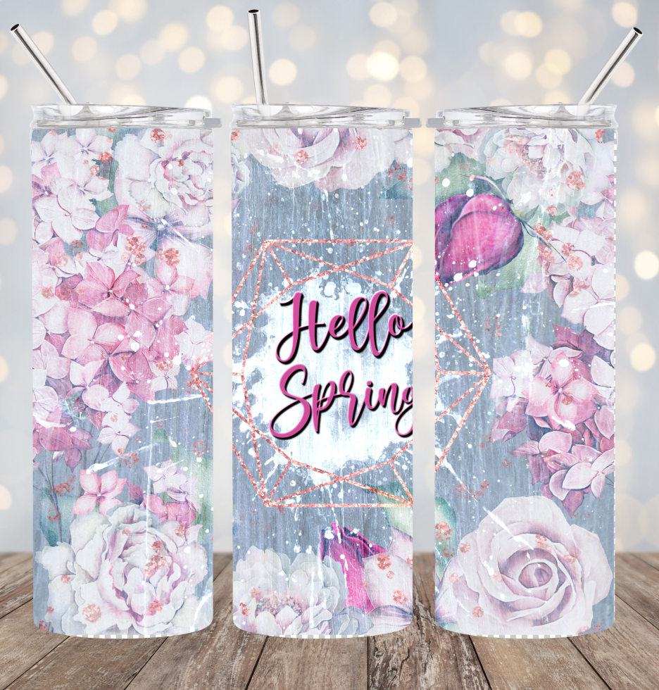 20oz Stainless Steel Tumbler - Hello Spring