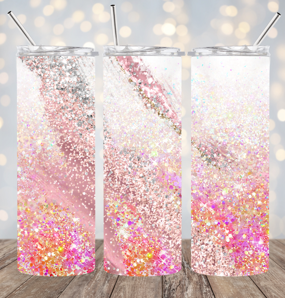 20oz Stainless Steel Tumbler - Milky Way Glitter Design