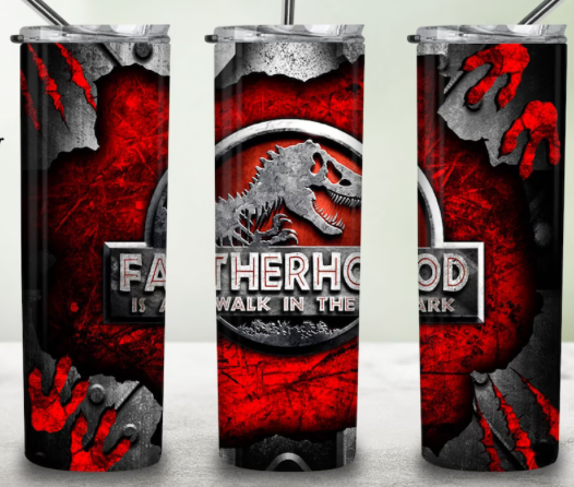 20oz Stainless Steel Tumbler - Fatherhood Jurassic Park