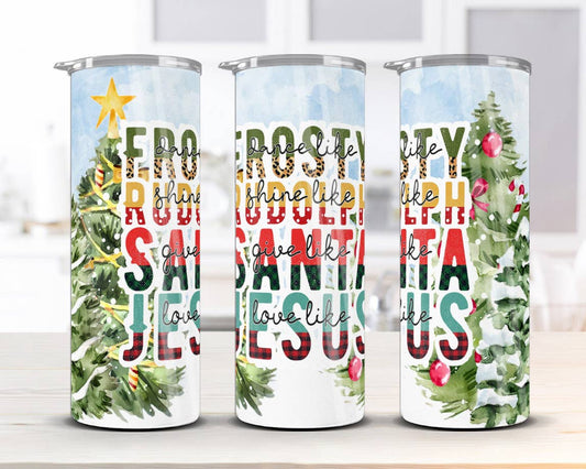 20 oz Stainless Steel Tumbler - Christmas - Frosty, Rudolph