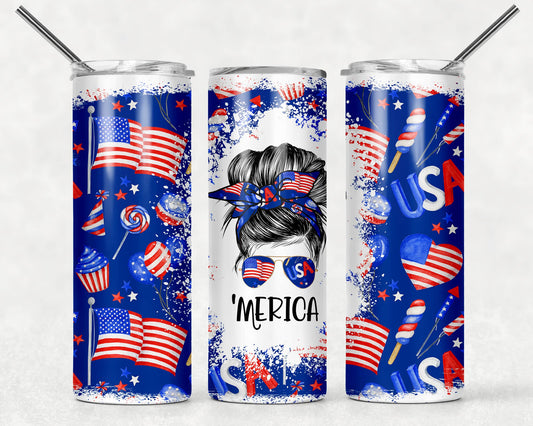 20oz Stainless Steel Tumbler - 4th of July - "Merica