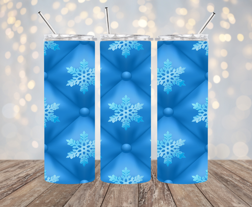 20 oz Stainless Steel Tumbler - Blue Snowflake