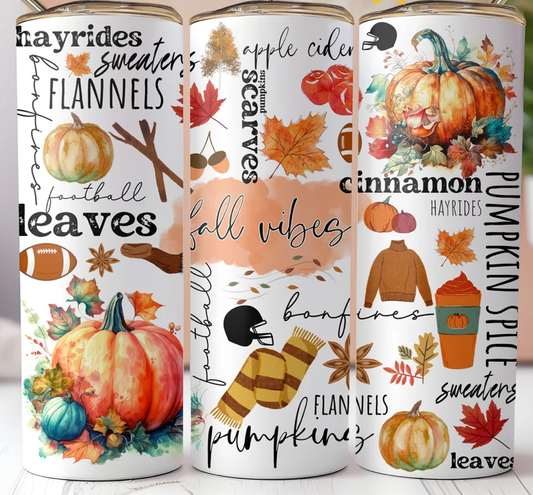 20 oz Stainless Steel Tumbler - Fall Vibes