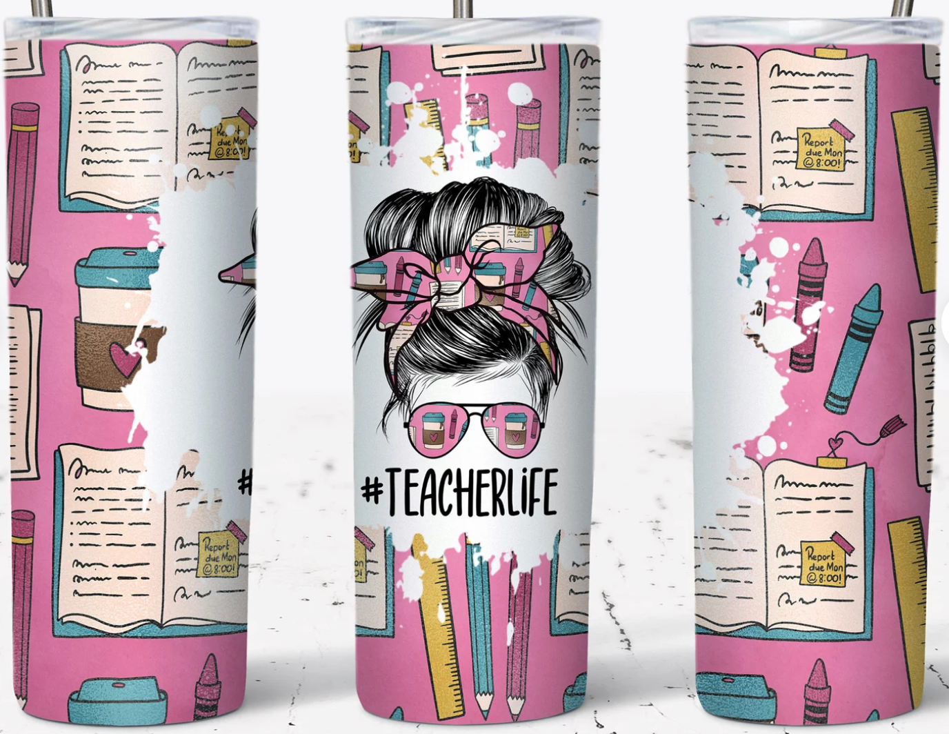 20oz Stainless Steel Tumbler - #TeacherLife