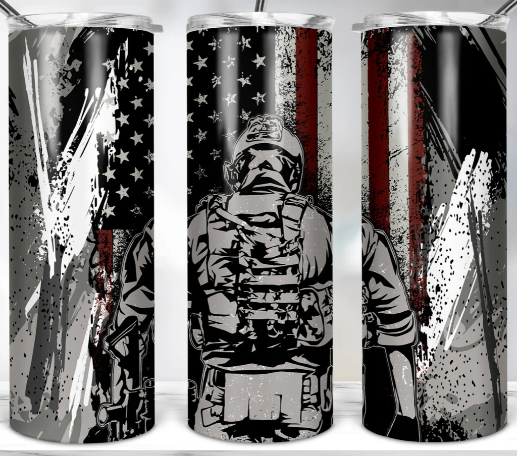 20oz Stainless Steel Tumbler - Army American Flag