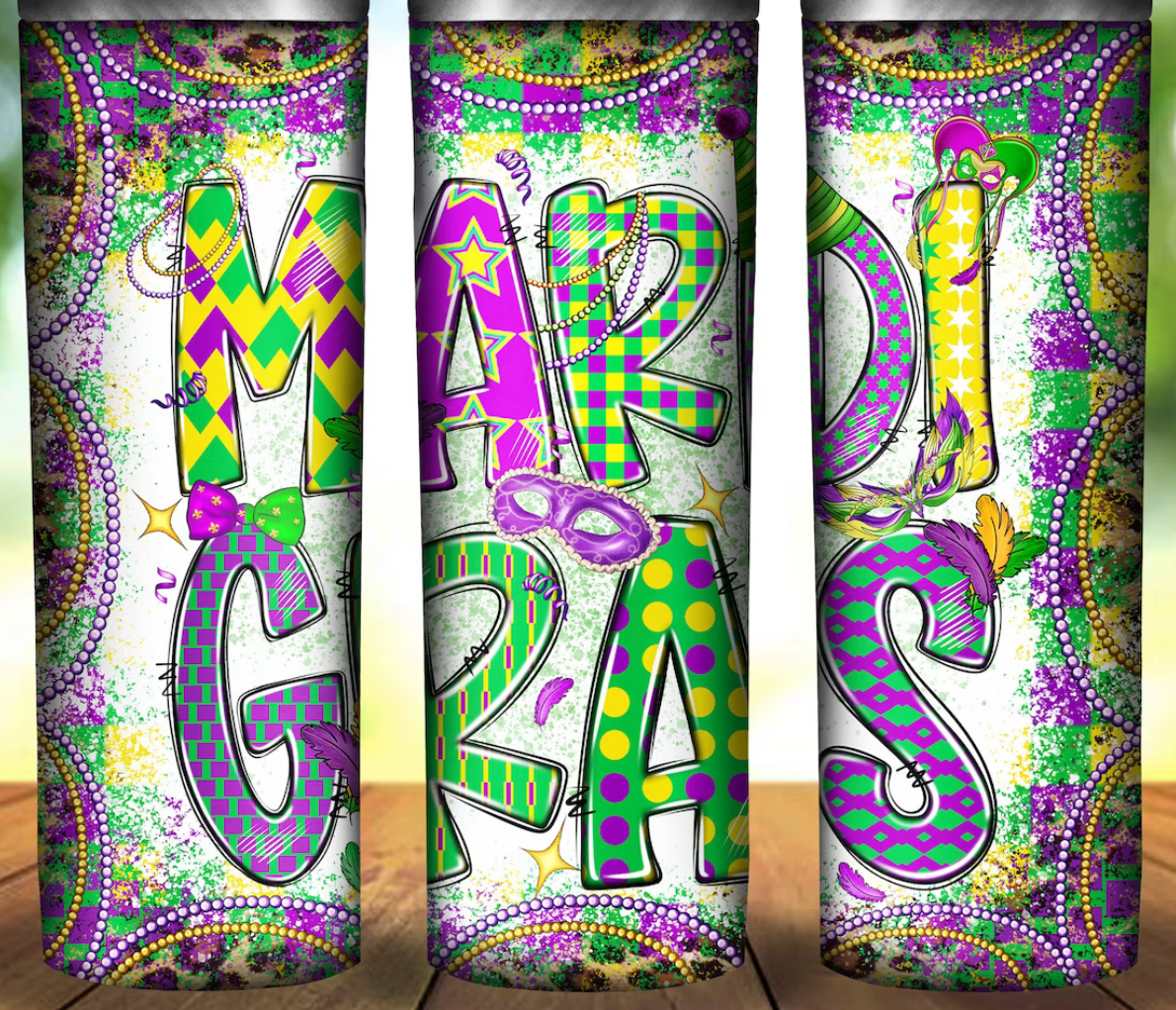 20oz Stainless Steel Tumbler - Mardi Gras