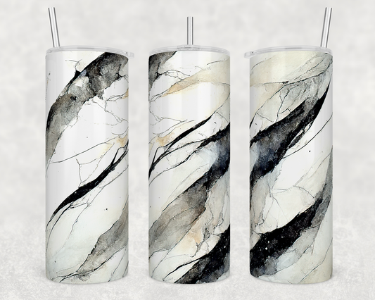 20oz Stainless Steel Tumbler - Black/White Marble