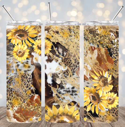 20oz Stainless Steel Tumbler - Animal Print Flower