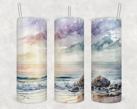 20oz Stainless Steel Tumbler - Beach - Pastel