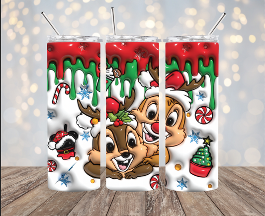 20 oz Stainless Steel Tumbler - Christmas - Chip & Dale