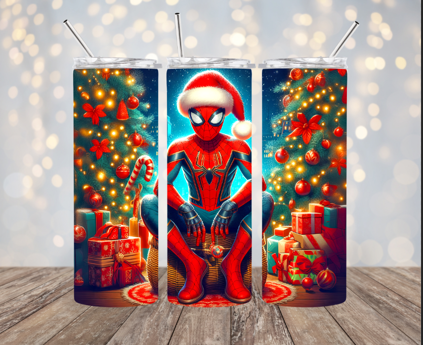 20 oz Stainless Steel Tumbler - Christmas - Spiderman