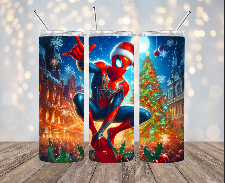 20 oz Stainless Steel Tumbler - Christmas - Spiderman