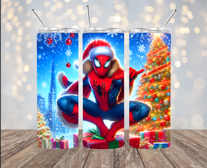 20 oz Stainless Steel Tumbler - Christmas - Spiderman