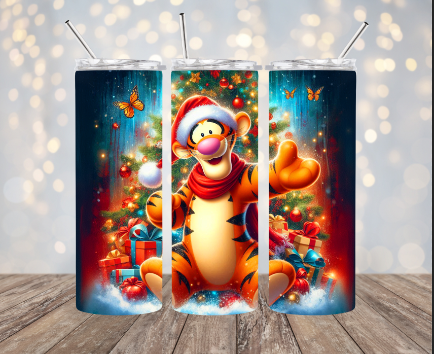 20 oz Stainless Steel Tumbler - Christmas - Tigger