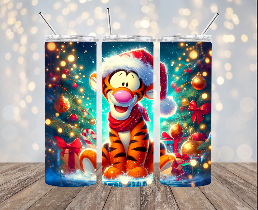 20 oz Stainless Steel Tumbler - Christmas - Tigger