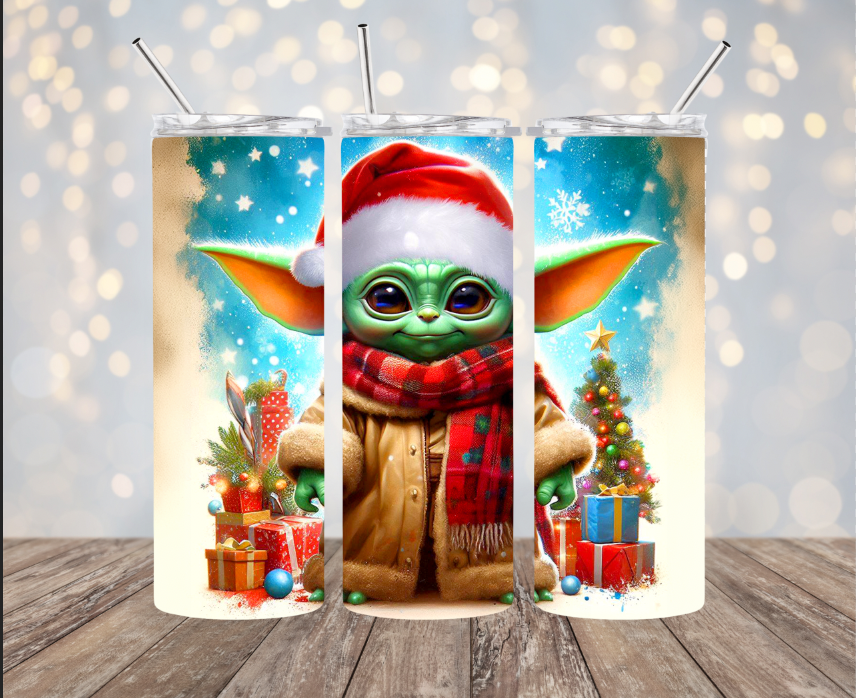 20 oz Stainless Steel Tumbler - Christmas - Yoda