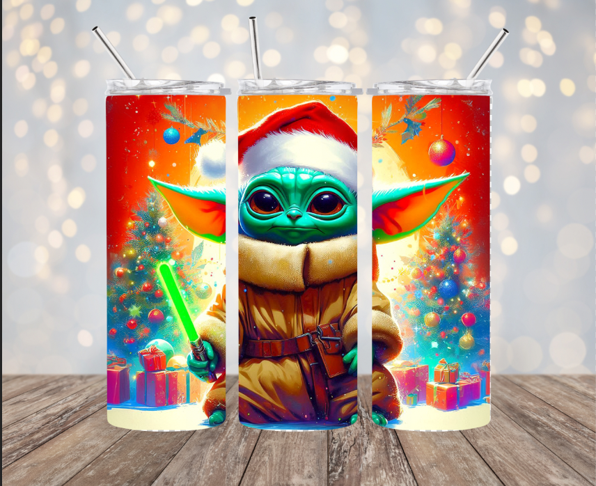 20 oz Stainless Steel Tumbler - Christmas - Yoda