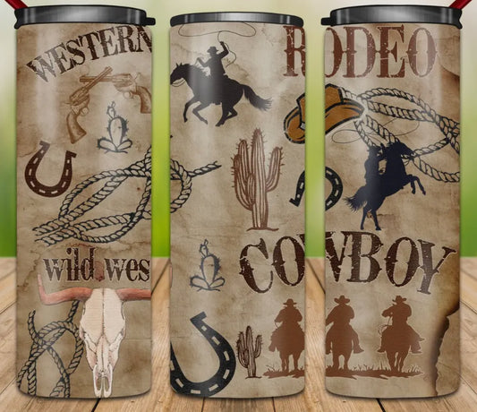 20oz Stainless Steel Tumbler - Western / Cowboy