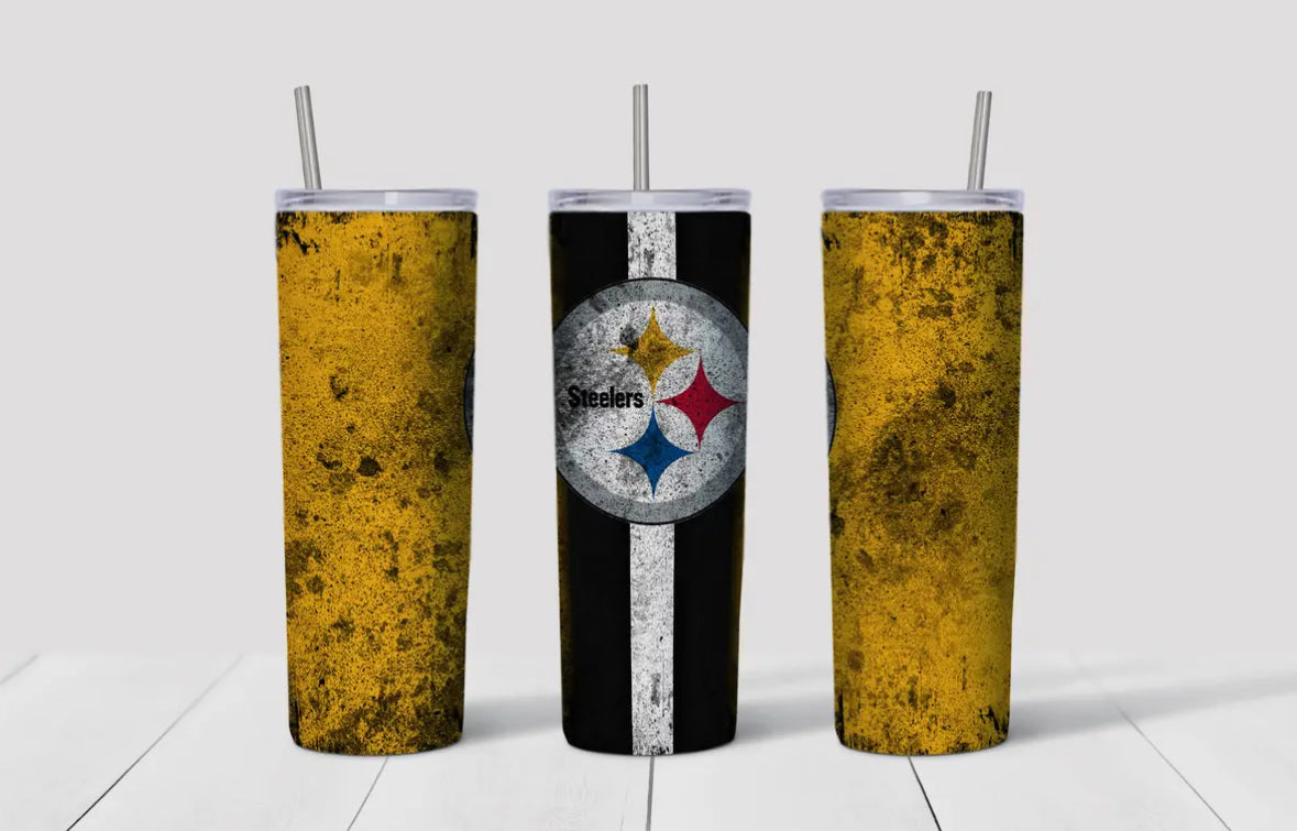 20oz Stainless Steel Tumbler- Football -Pitts. Steelers