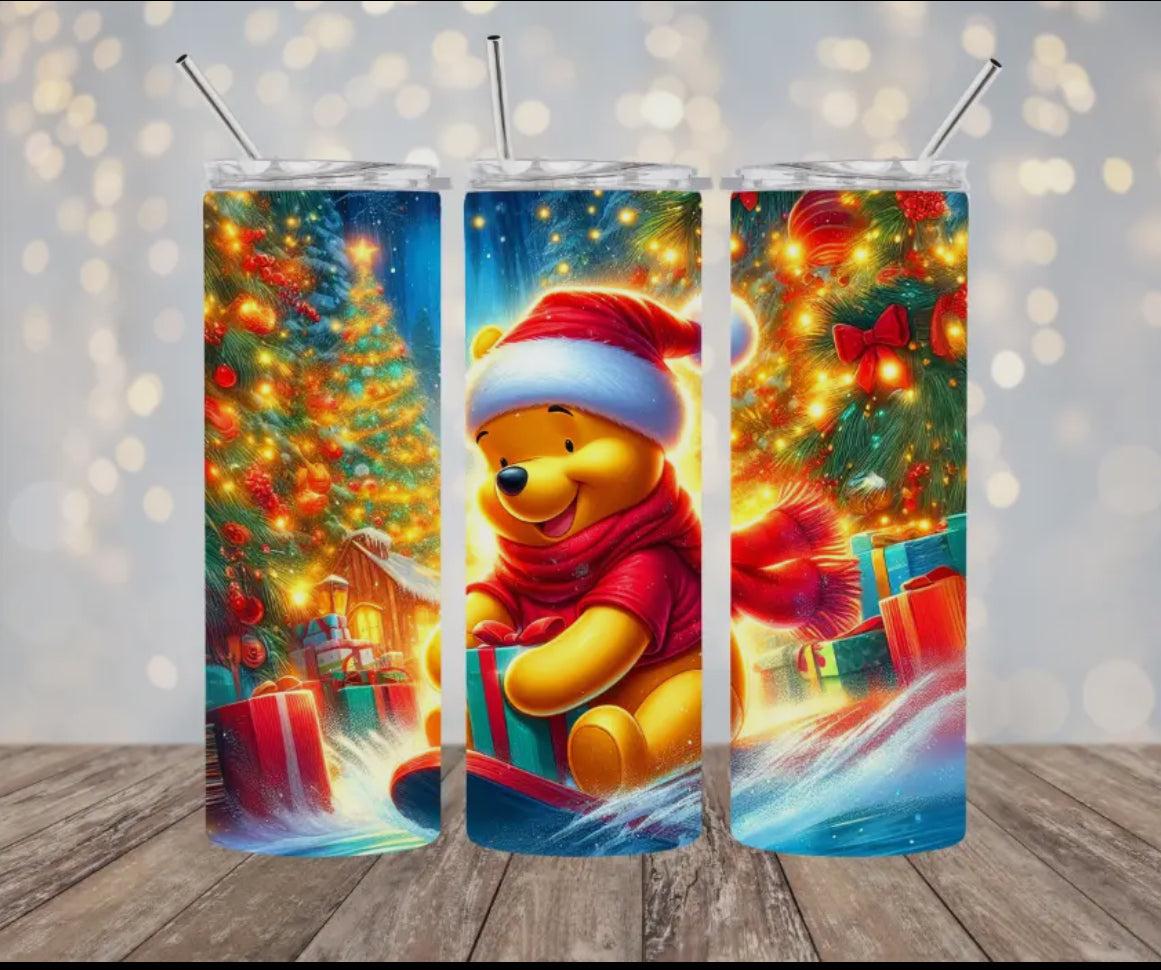 20 oz Stainless Steel Tumbler - Christmas - Winnie the Pooh