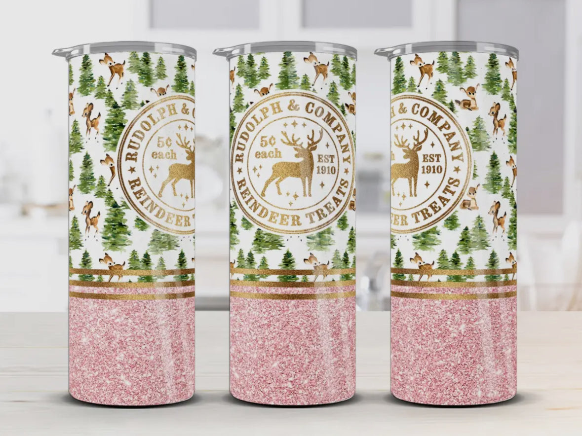 20 oz Stainless Steel Tumbler - Christmas - Reindeer Treats