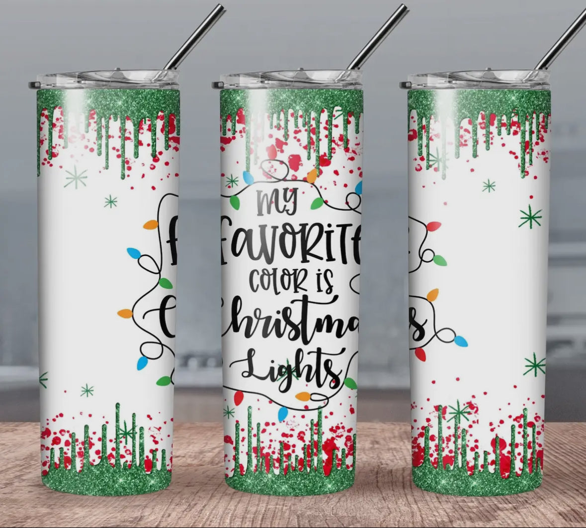 20 oz Stainless Steel Tumbler - Favorite Color - Christmas