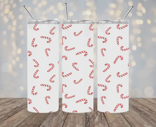 20 oz Stainless Steel Tumbler - Christmas Candy Canes