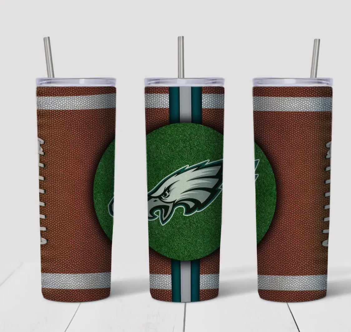 20oz Stainless Steel Tumbler - Football - Eagles