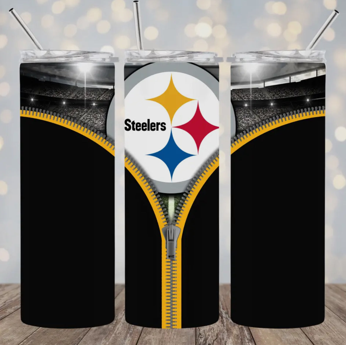 20oz Stainless Steel Tumbler- Football -Pitts. Steelers