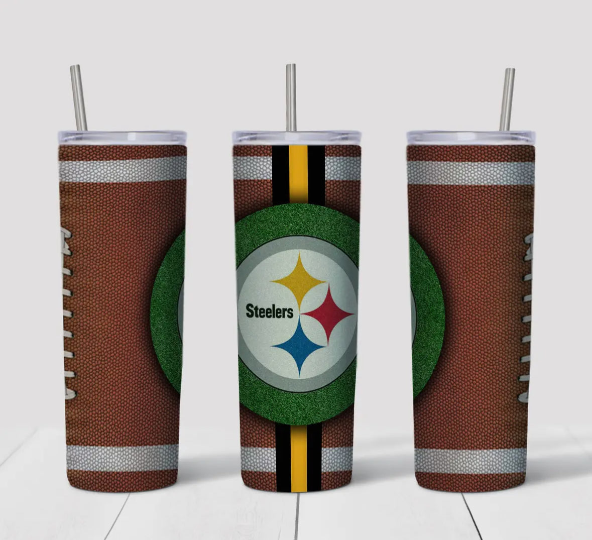 20oz Stainless Steel Tumbler- Football -Pitts. Steelers