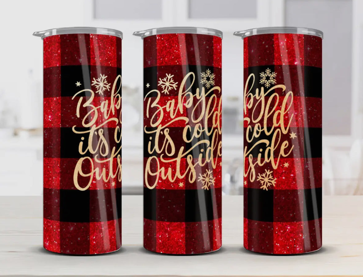 20 oz Stainless Steel Tumbler - Christmas -Cold Outside