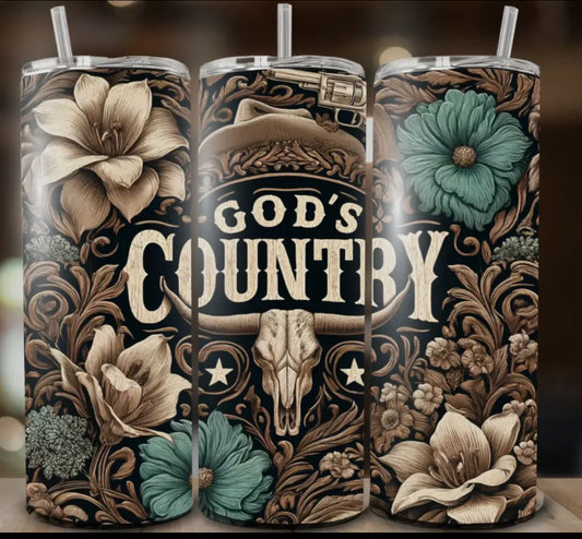 20oz - Tumbler or Bluetooth Tumbler - God's Country